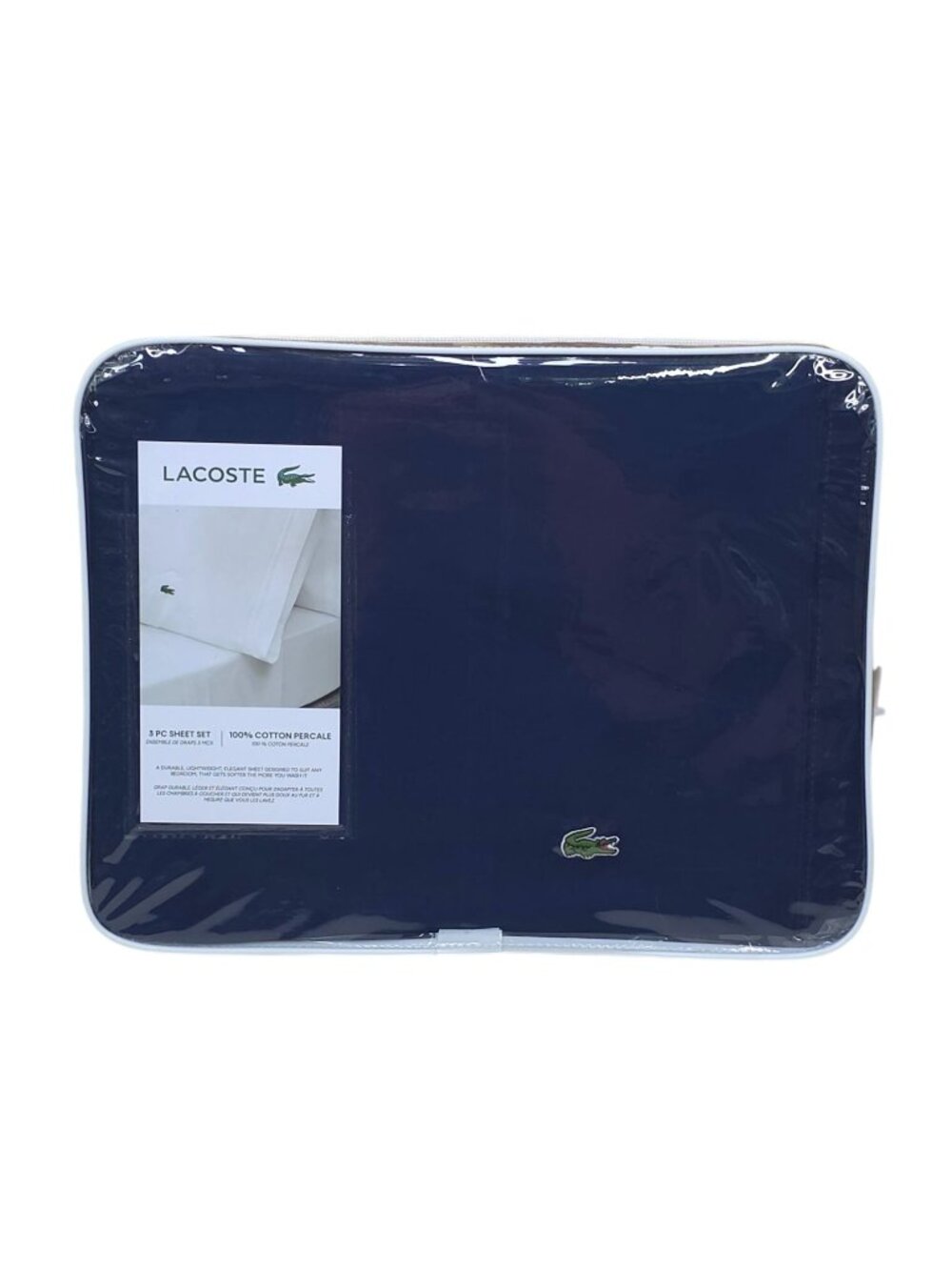 Lacoste Navy Twin 100% Cotton Percale Sheets Durable Medieval Blue Lightweight